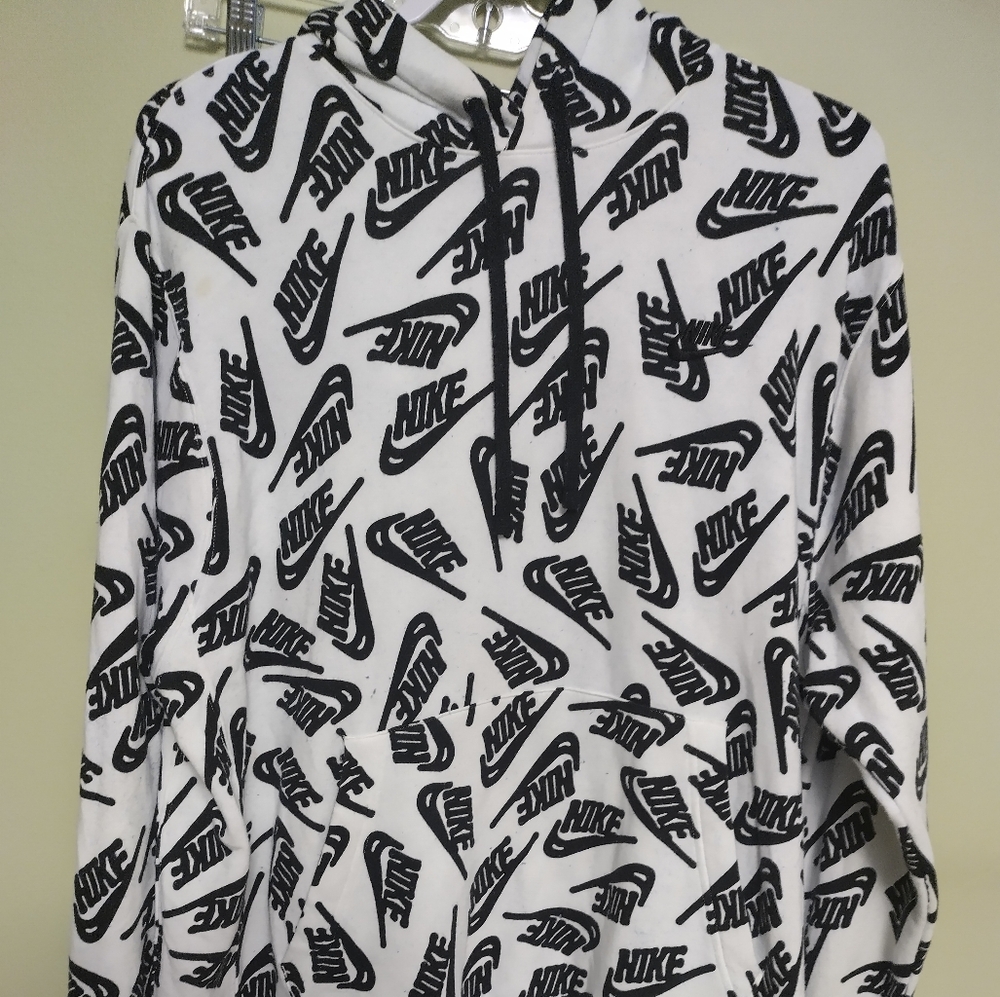 Nike Sportswear All Over Print Pullover Hoodie Sweatshirt Size